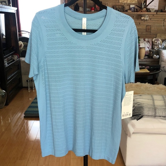 lululemon athletica Tops - lululemon athletica Light Blue Short Sleeve Perforated Tee